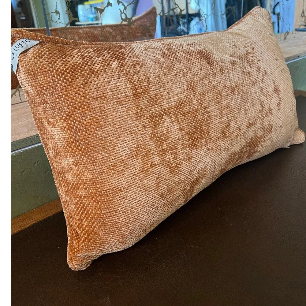 Callisto Home Designer Velvet Lumbar Throw Pillow‎ Neutral Modern Luxury Decor